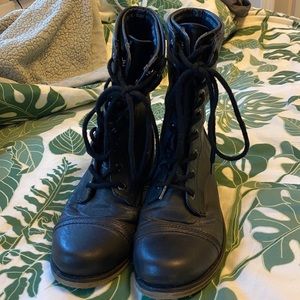 black combat boots